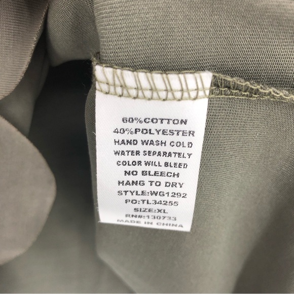 NWT Umgee Olive 3/4 Sleeve Scoop Neck Cupro Top Scalloped Tim Size XL - Picture 6 of 6